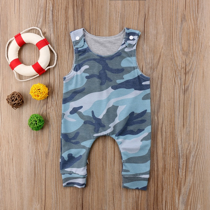 Blue Camouflage Romper