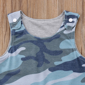 Blue Camouflage Romper