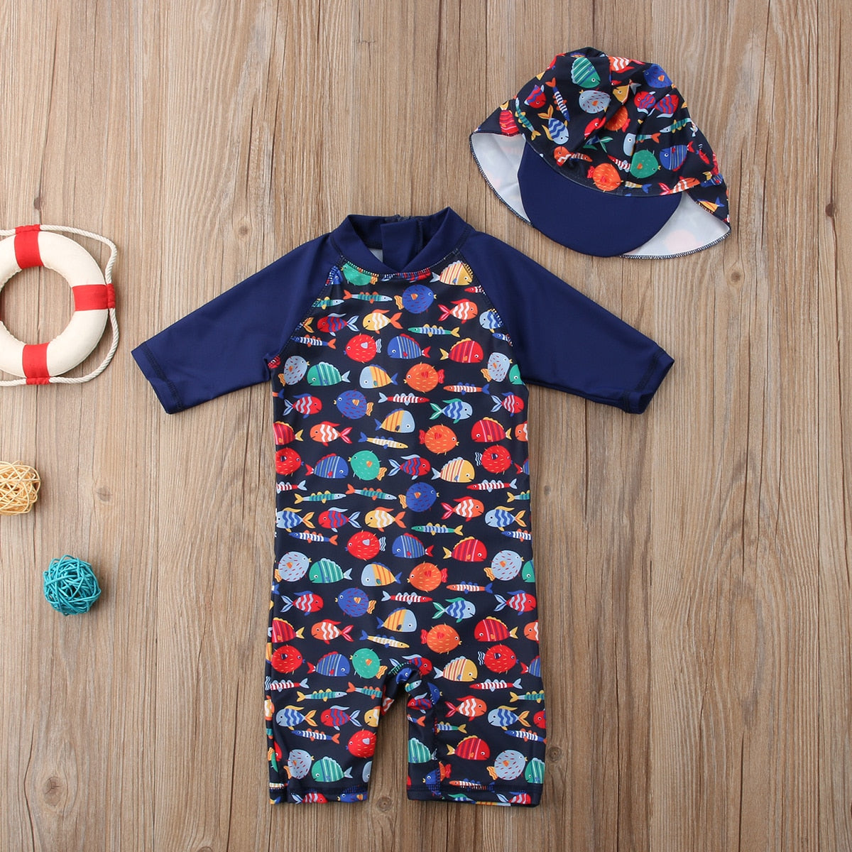 Boy's Rash Guard with Sun Hat