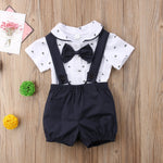 Short Sleeve Romper with Shorts and Suspender