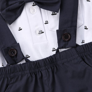 Short Sleeve Romper with Shorts and Suspender