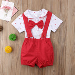 Short Sleeve Romper with Shorts and Suspender